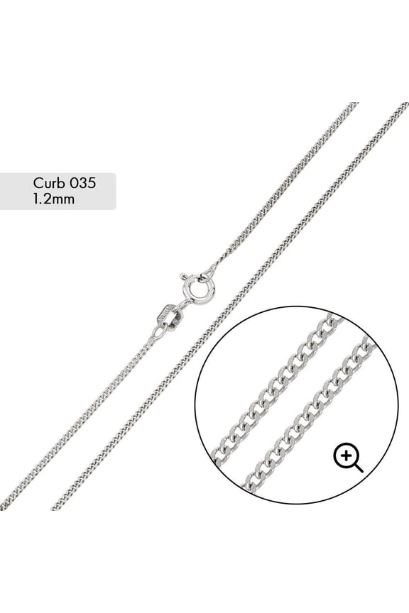 Sterling Silver 925 Curb 035 Chain 1.2mm Made in Italy 22" Jewelry Female Unisex