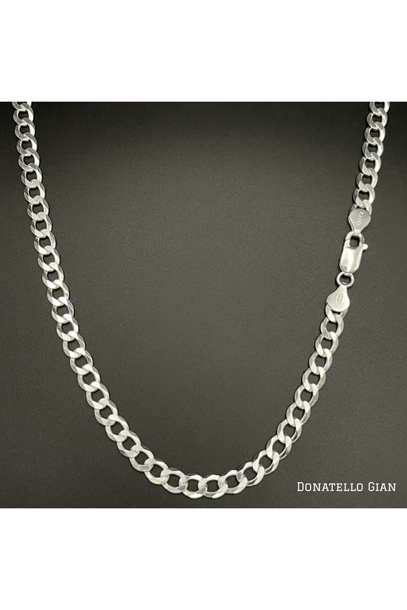 Sterling Silver 925 Curb Chain 5MM, 16"-24", Curb Link Chain Necklace, Italian Made Sterling Silver 925 Unisex Chain