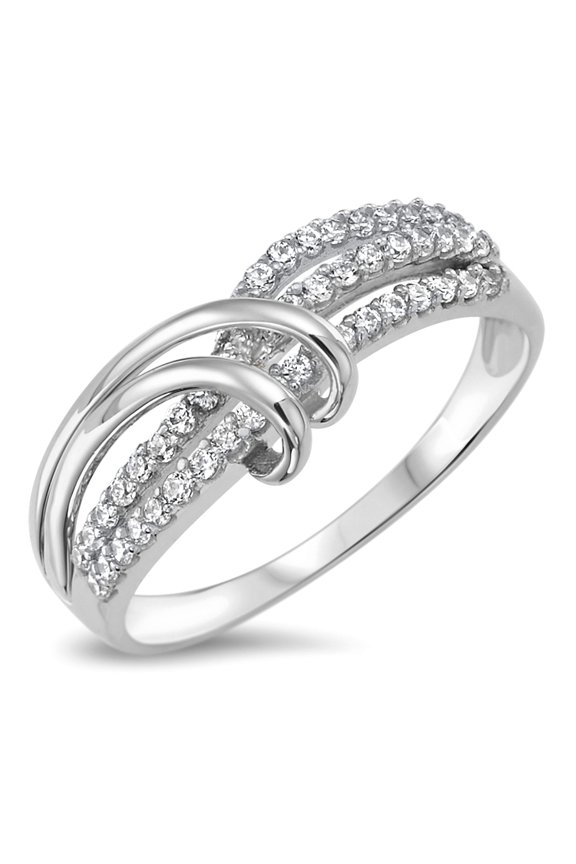 Sterling Silver 925 Curvy Crossover Ring