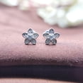 thumbnail image 1 of Sterling Silver 925 Flower CZ Stud Earrings Diamond Floral Sparkle Studs with Push back, 1 of 6