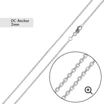 Sterling Silver 925 Diamond-Cut Anchor 2mm Chain Made in Italy 16" Jewelry Female Unisex