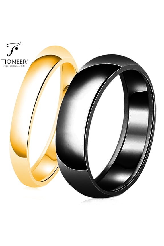 Sterling Silver 925 Gold / Black Rhodium Plated Wedding Band Promise Ring Comfort Fit 3mm - 8mm