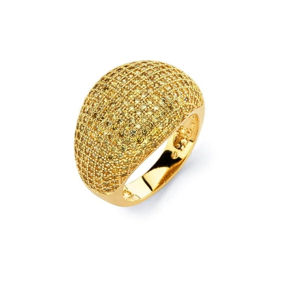 Sterling Silver 925 Gold Plated Clear Micro Pave Wide Band Ring White CZ Jewelry Female Size 5