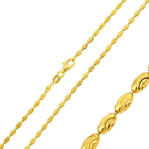 Sterling Silver 925 Gold Plated Oval Curved DC Moon Bead Chains Italy 16" Jewelry Female Unisex