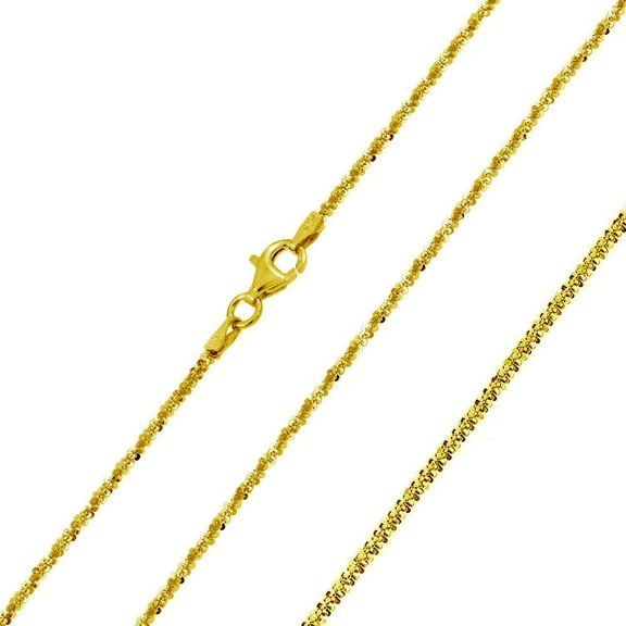 Sterling Silver 925 Gold Plated Roc Criss Cross Chain 1.5mm Made in Italy 16" Jewelry Female Unisex