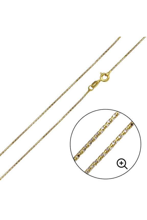 Sterling Silver 925 Gold Plated Round Snake DC Chain 0.8mm Made in Italy 16" Jewelry Female Unisex