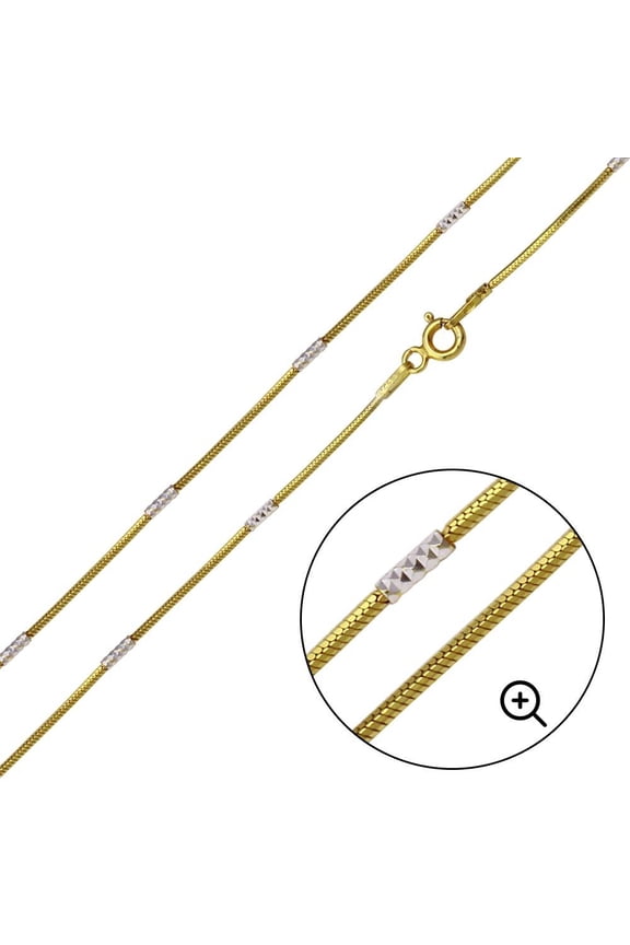 Sterling Silver 925 Gold Plated Snake Square with DC Tube Chain 1.4mm Italy 16" Jewelry Female