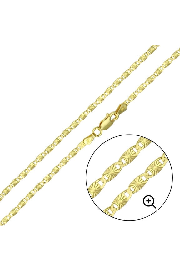 Sterling Silver 925 Gold Plated Star 1 Sided DC Confetti Chain 2.5mm Italy 16" Jewelry Female Unisex