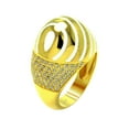 thumbnail image 1 of Sterling Silver 925 Gold Plated White Enamel Clear CZ Stripe Egg Ring Jewelry Female Size 9, 1 of 4