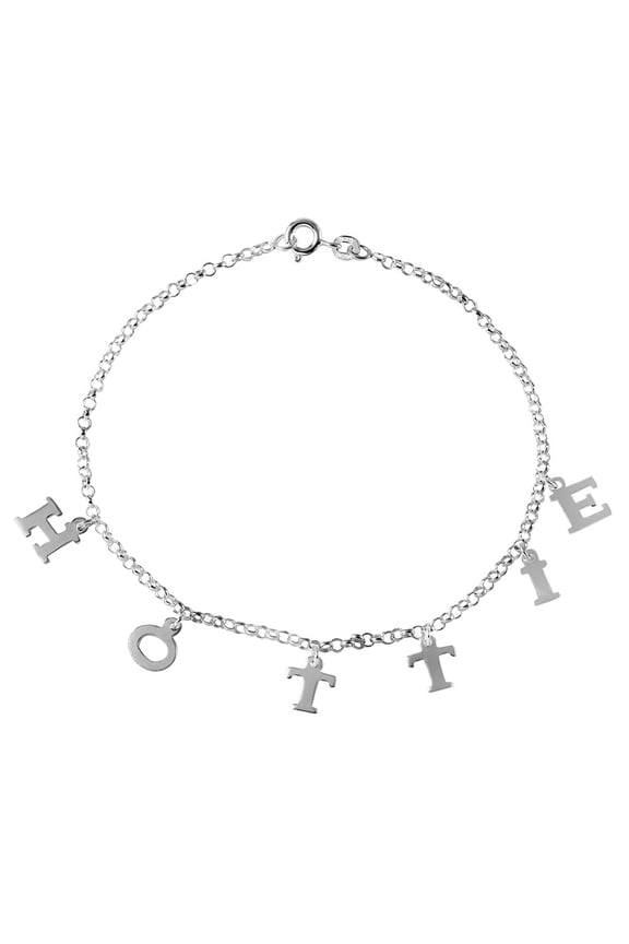 Sterling Silver 925 HOTTIE Charm Link Bracelet