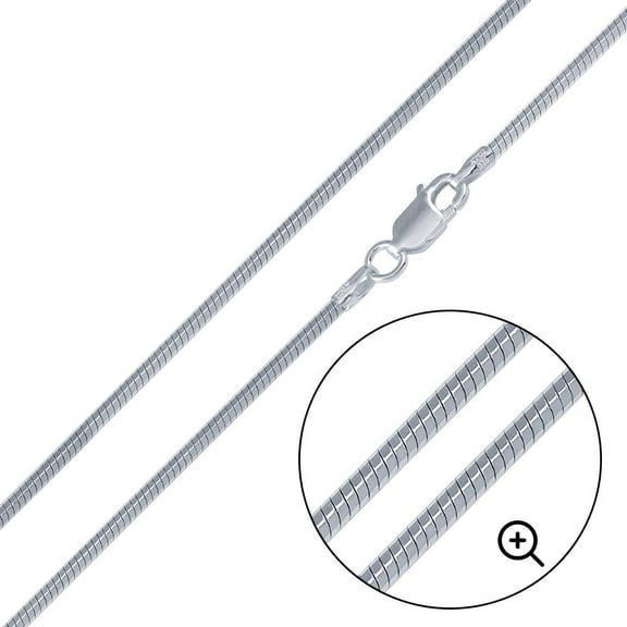 Sterling Silver 925 High Polished 8 Sided DC Snake 040 Chain 1.3mm Italy 20" Jewelry Female Unisex
