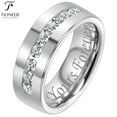 thumbnail image 1 of Sterling Silver 925 High Polished 8mm Ring with 9 pcs 2.5mm Cubic Zirconium with Free Engraving, 1 of 6