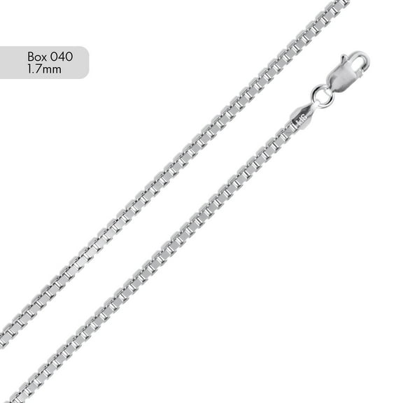 Sterling Silver 925 High Polished Box 040 Chain 1.7mm Made in Italy 18" Jewelry Female Unisex