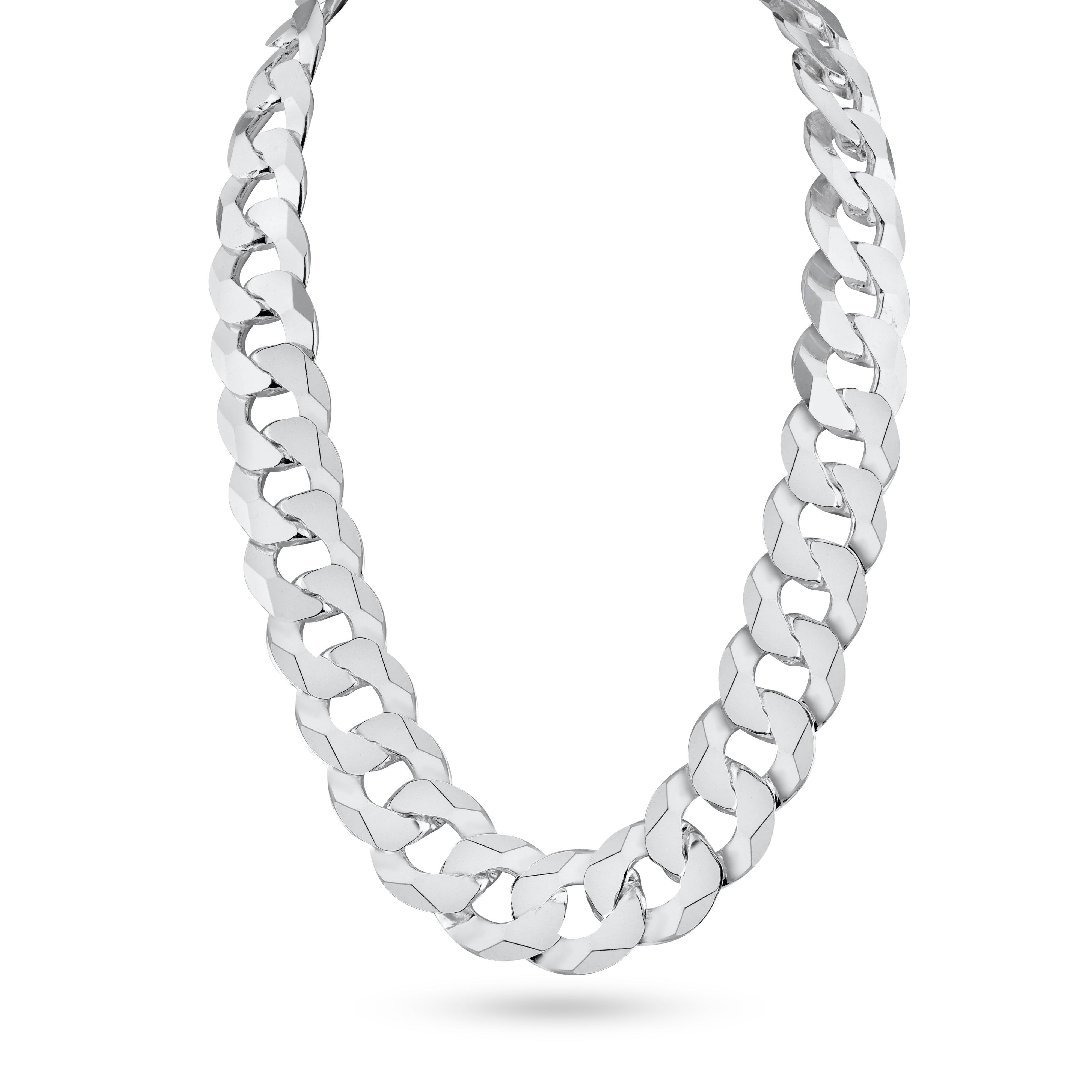 Sterling Silver 925 High Polished Curb 350 Chain 12.5mm Made in 
