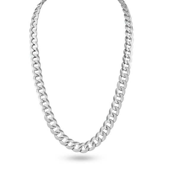 Sterling Silver 925 High Polished Diamond-Cut Curb 280 Chain 10mm Italy 9" Jewelry Female Unisex