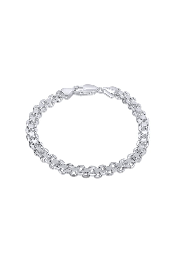 Sterling Silver 925 High Polished Double Link Bracelet 6.5mm Made in Italy 8" Jewelry Female Unisex