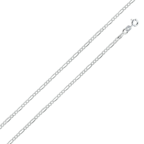 Sterling Silver 925 High Polished Figaro 050 1.7mm Chain Made in Italy 925 30" Jewelry Female Unisex