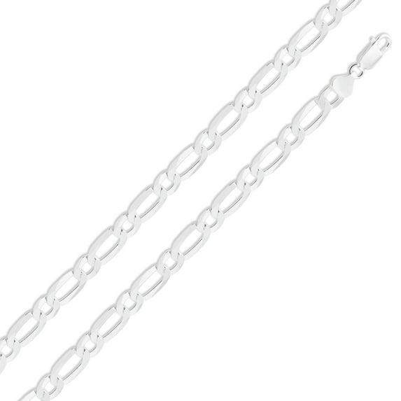 Sterling Silver 925 High Polished Figaro Curb 150 Chain 1+1 5.7mm Italy 30" Jewelry Female Unisex