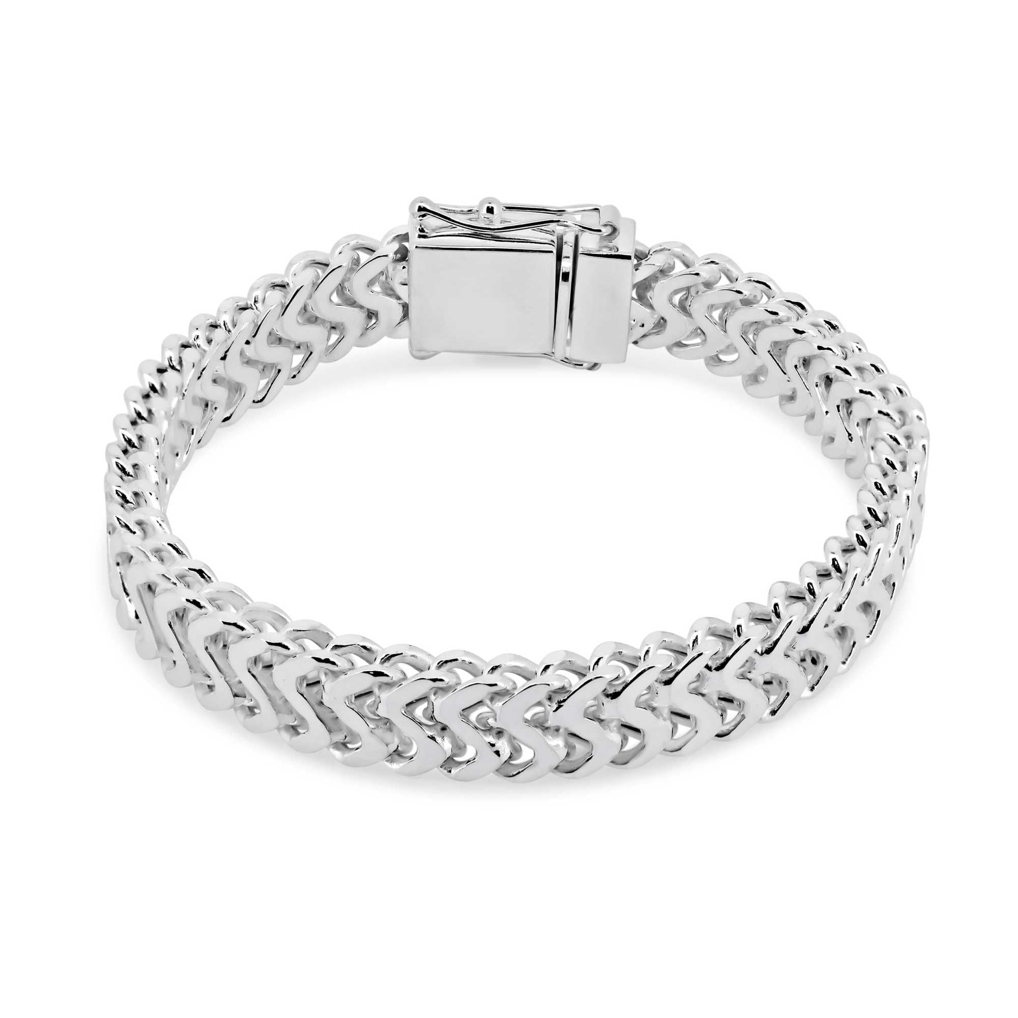 Sterling Silver 925 High Polished Zig Zag Bracelet 13.6mm Made in