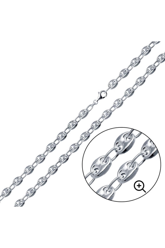 Sterling Silver 925 High Polished Puffed Mariner Chain 7.8mm Made in Italy 22" Jewelry Female Unisex