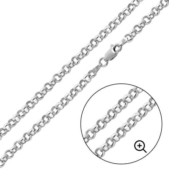 Sterling Silver 925 High Polished Round Rolo Cable 040 Chain 2.6mm Made in Italy 20" Jewelry Female