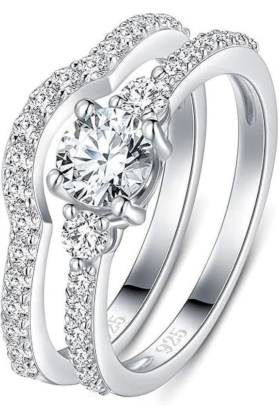 Sterling Silver 925 Infinity Wedding Bands - 11mm Three-in-One CZ Ring for Women, Sizes 4-12