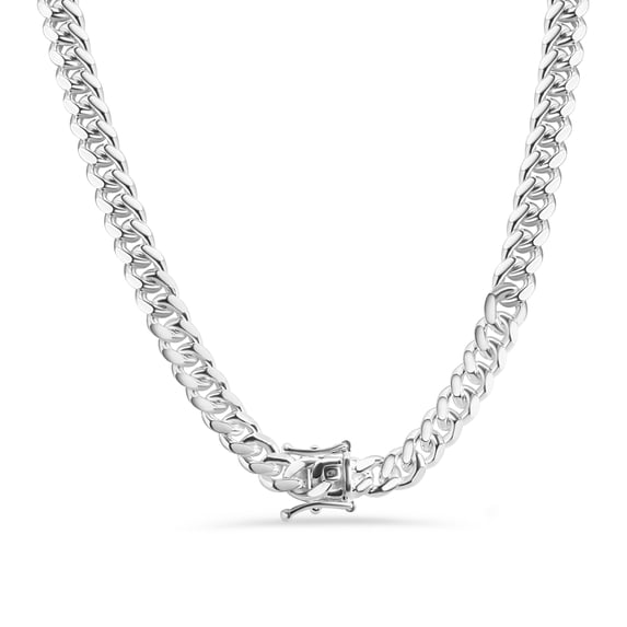 Sterling Silver 925 Miami Cuban 200 7.4mm Chain Box Lock Made in Italy 22" Jewelry Female Unisex