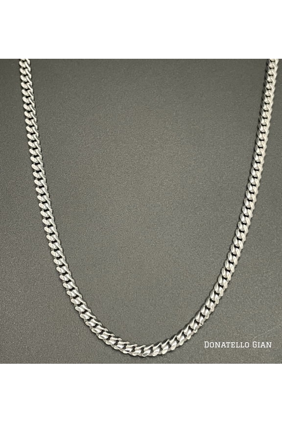 Sterling Silver 925 Miami Cuban Link Chain 4MM, 16"-24", Cuban Curb Chain Necklace, Italian Made Sterling Silver 925 Unisex Chain