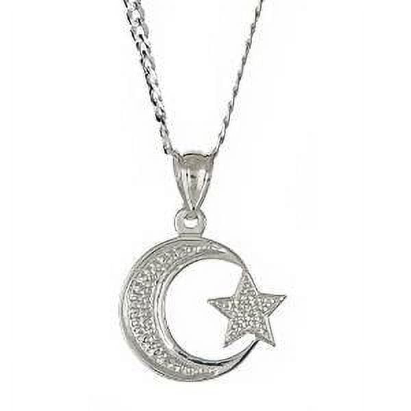 Sterling Silver .925 Muslim / Islam Crescent Moon + Star Pendant w