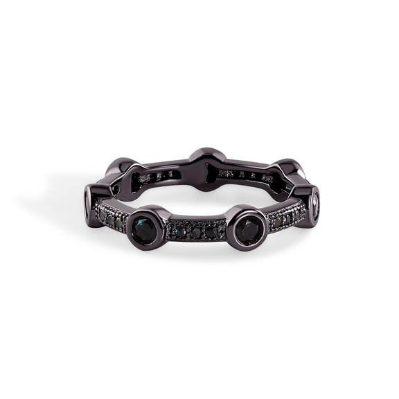 Sterling Silver 925 Oxidized Black Rhodium Plated Eternity Ring Cubic Zirconia Jewelry Female Size 5