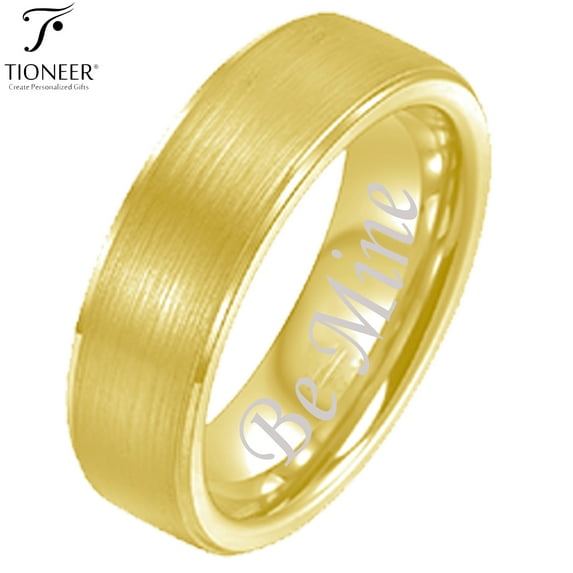 Sterling Silver 925 Plain Scratched / Brushed Top 6mm 7mm 8mm Ring in Silver or Yellow with Free Engraving