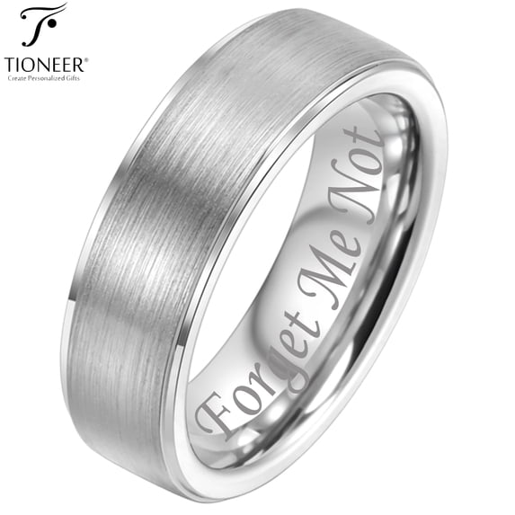 Sterling Silver 925 Plain Scratched / Brushed Top 6mm 7mm 8mm Ring in Silver or Yellow with Free Engraving