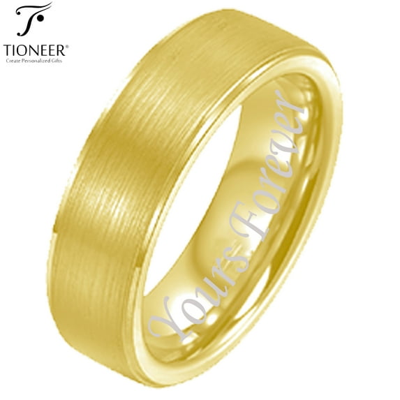 Sterling Silver 925 Plain Scratched / Brushed Top 6mm 7mm 8mm Ring in Silver or Yellow with Free Engraving