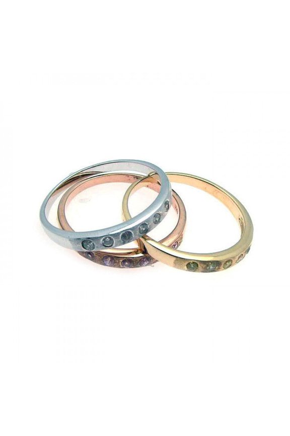 Sterling Silver 925 Rhodium Gold Rose Gold Plated Stacking Ring Set Jewelry Female Male Size 5