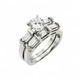 thumbnail image 1 of Sterling Silver 925 Rhodium Plated Baguette Engagement Ring Set White CZ Jewelry Female Size 5, 1 of 4