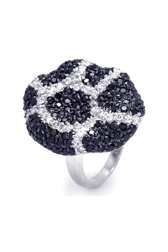 Sterling Silver 925 Rhodium Plated Black CZ Spider Web Wave Wide Ring Jewelry Female Size 5