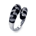 thumbnail image 1 of Sterling Silver 925 Rhodium Plated Black Enamel Clear CZ Spoon Ring White Jewelry Female Size 7, 1 of 4