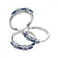 thumbnail image 1 of Sterling Silver 925 Rhodium Plated Blue Clear Cubic Zirconia Thin Fun Ring Set Jewelry Female Size 9, 1 of 4