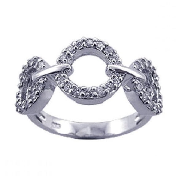 Sterling Silver 925 Rhodium Plated Clear CZ 3 Open Circle Ring White Jewelry Female Size 6