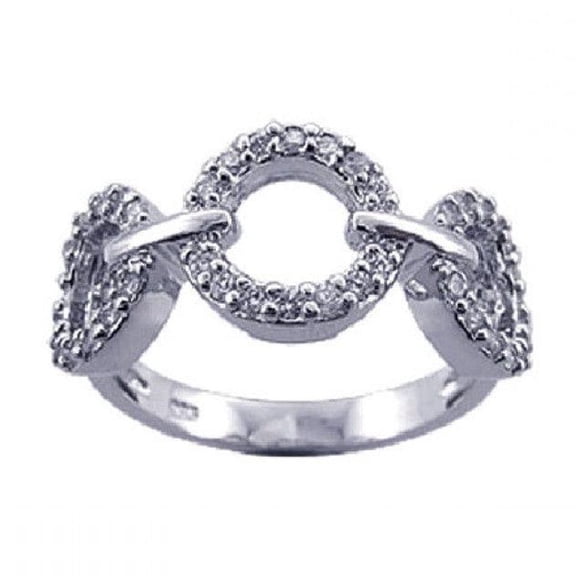 Sterling Silver 925 Rhodium Plated Clear CZ 3 Open Circle Ring White Jewelry Female Size 9