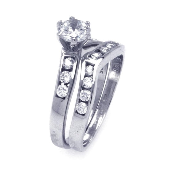 Sterling Silver 925 Rhodium Plated Clear CZ Matching Ring Pair Set White Jewelry Female Size 9