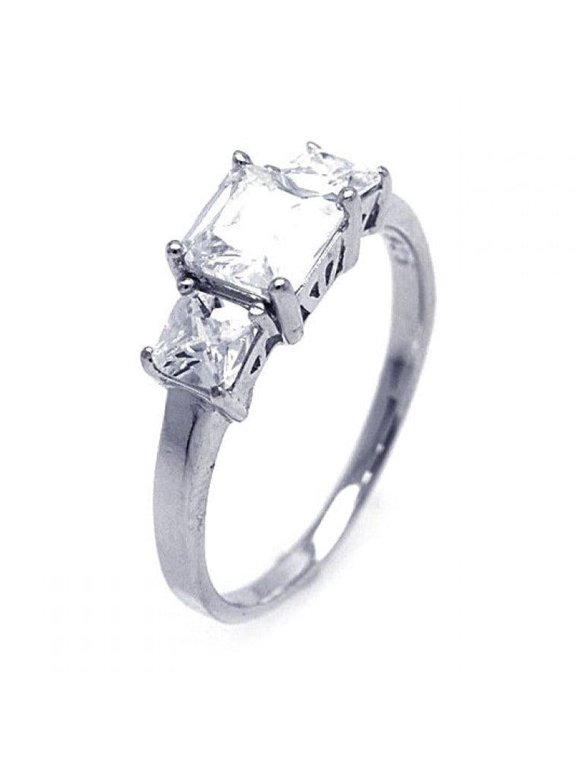 Sterling Silver 925 Rhodium Plated Clear CZ Past Present Future Ring White Female Size 10