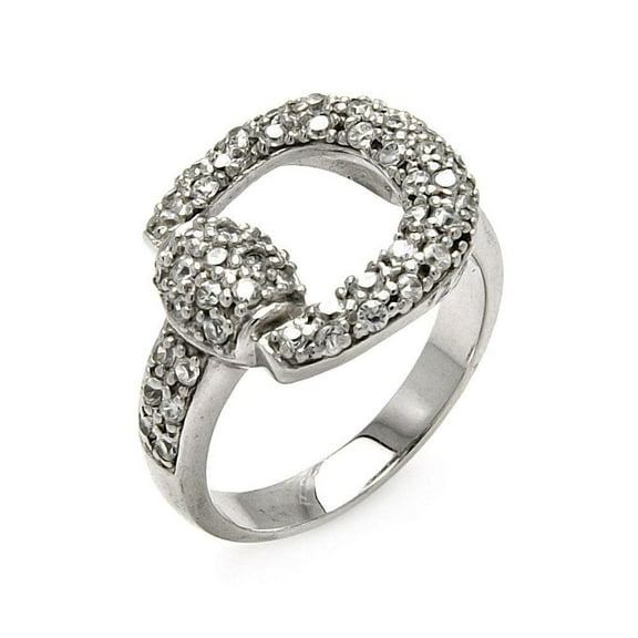 Sterling Silver 925 Rhodium Plated Clear Cubic Zirconia Belt Buckle Ring White Jewelry Female Size 5