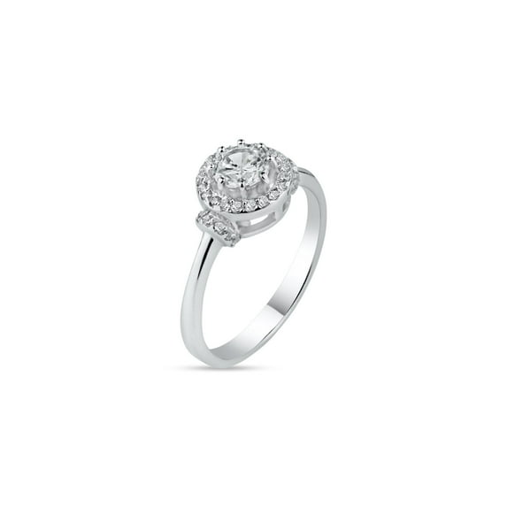 Sterling Silver .925 Rhodium Plated Clear Cubic Zirconia Cluster Engagement Ring White Female Size 7