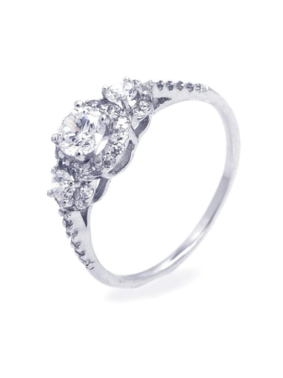 Sterling Silver 925 Rhodium Plated Clear Cubic Zirconia Past Present Future Ring White Female Size 7
