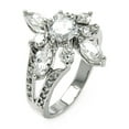thumbnail image 1 of Sterling Silver 925 Rhodium Plated Clear Round Marquise Flower Ring White CZ Female Size 9, 1 of 4