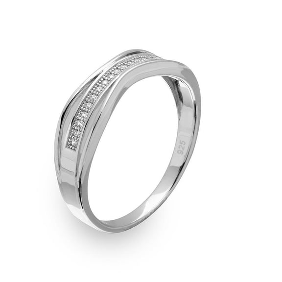 Sterling Silver 925 Rhodium Plated Curvy Shank Trio Ring Jewelry Female Male Unisex Size 9