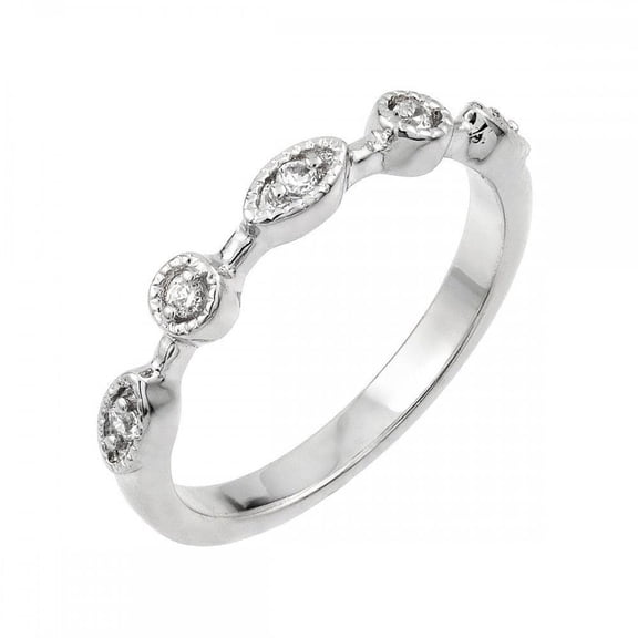 Sterling Silver .925 Rhodium Plated Multi Shaped Clear CZ Ring White Jewelry Female Size 5