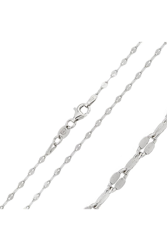 Sterling Silver 925 Rhodium Plated Open Confetti DC Link 030 Chain Made in Italy 16" Jewelry Female