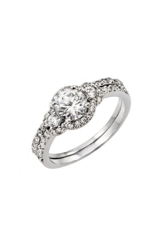Sterling Silver 925 Rhodium Plated Past Present Future Cluster Ring White CZ Female Size 7
